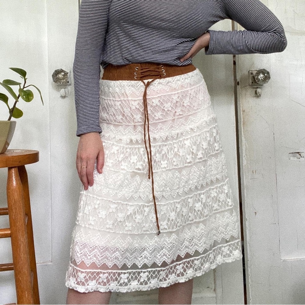 lacey boho midi skirt